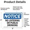 Signmission No Loitering Or Public Drinking OSHA Notice Sign, Vinyl Decal, 5in W x 3.5in L, 2PK OS-2PACK-NS-D-35-L-14698 - alternate 4